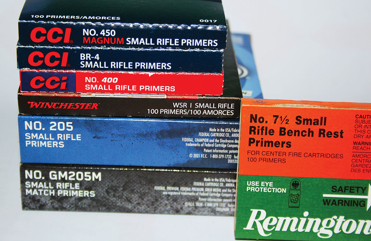 Primers included in testing are simply the small rifle primers Patrick had on hand. There are several brands and brisance rates he would have liked to include in the test, but could not be found in today’s market.